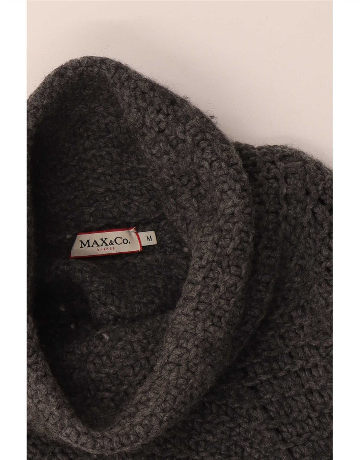 Suéter feminino Max & Co. com gola redonda Reino Unido 12 cinza médio