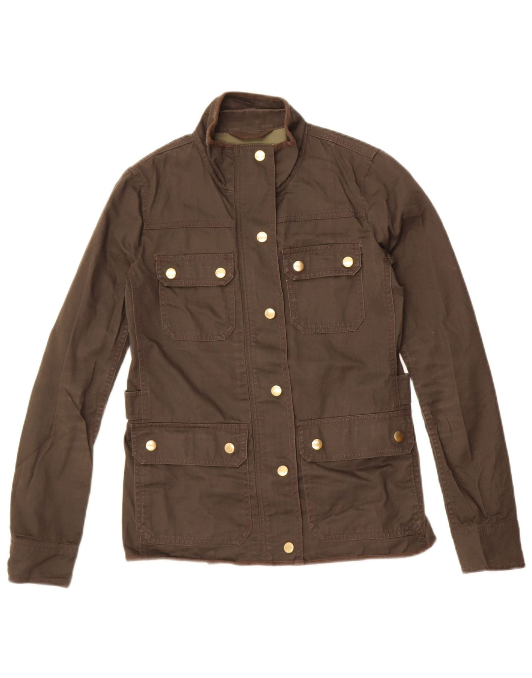 Jaqueta utilitária feminina J. Crew UK 2 2XS algodão cáqui