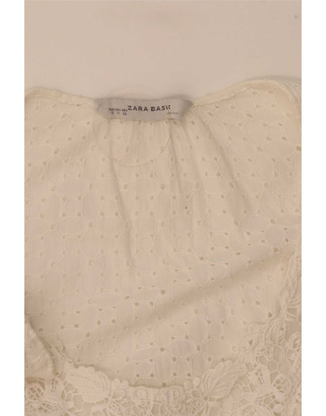 Zara blusa feminina manga 3/4 top UK 10 pequena branca