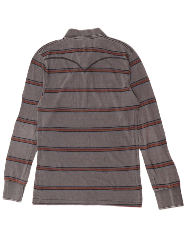 Camisa polo masculina de manga comprida Levi's grande algodão listrado cinza