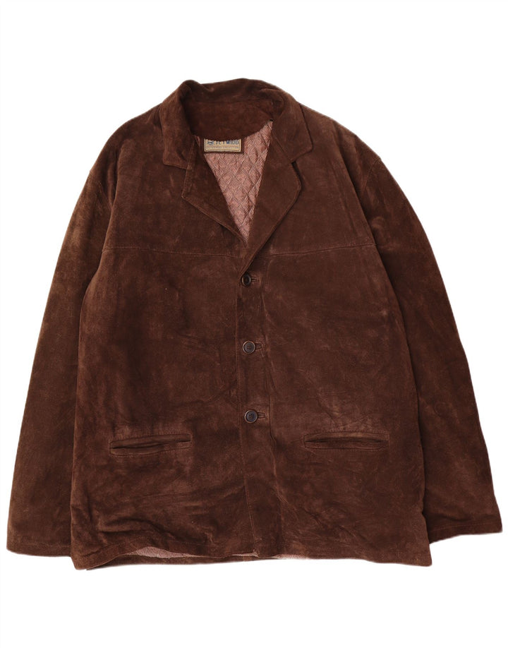 Jaqueta masculina de camurça J. C. Twidd IT 52 XL couro marrom