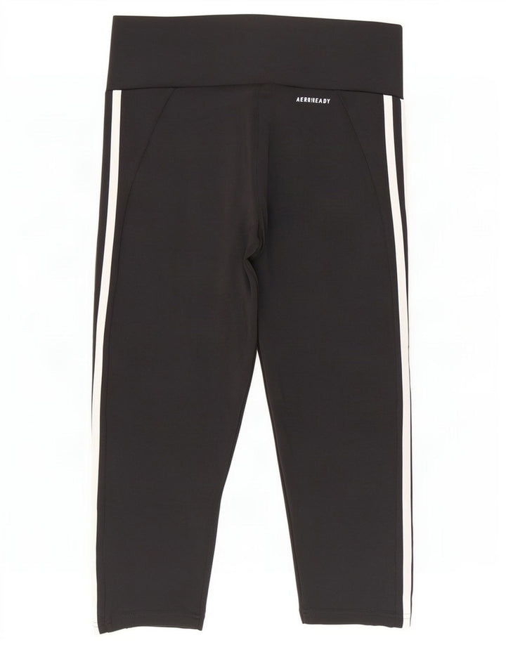 Adidas Womens Aeroready Capri Leggings Reino Unido 8/10 Pequeno Poliéster Preto