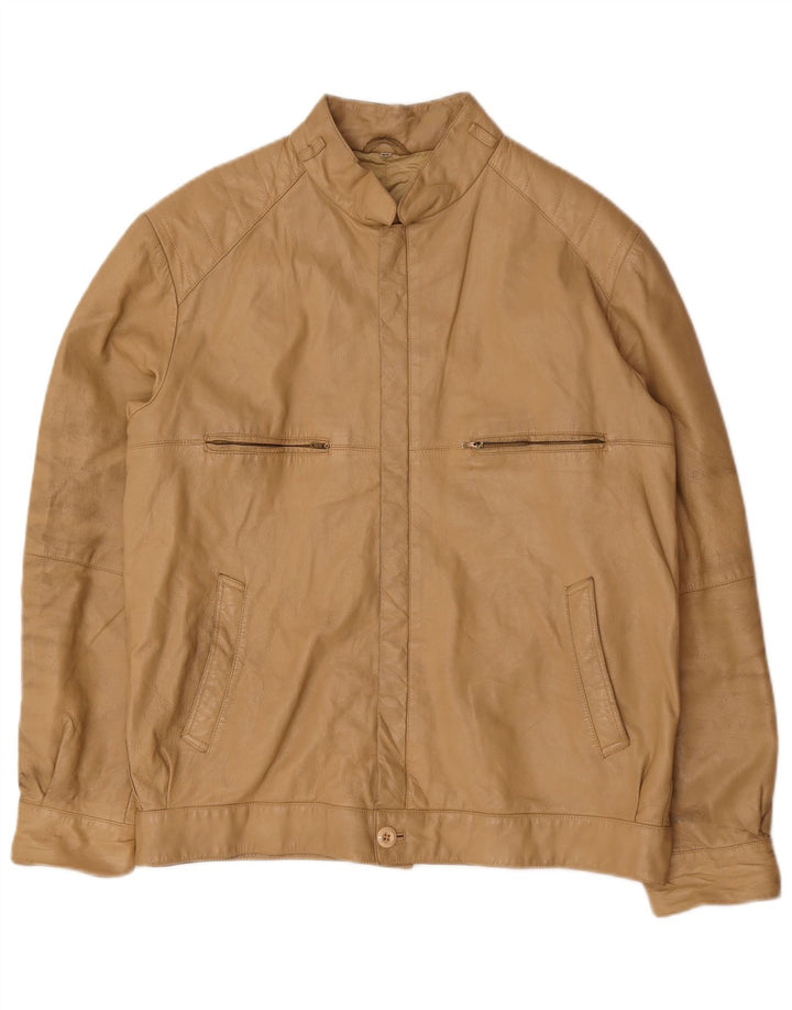 Jaqueta de couro masculina vintage IT 52 XL bege