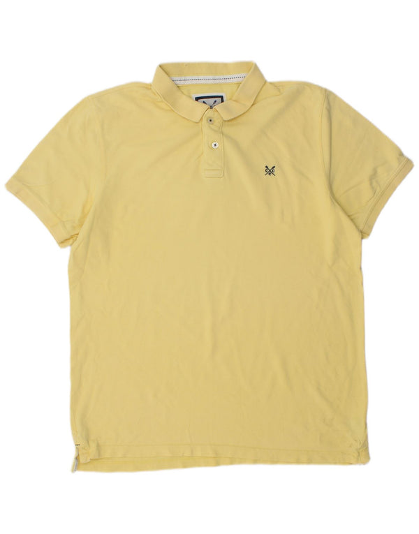 Camisa polo masculina XL de algodão amarelo da Crew Clothing