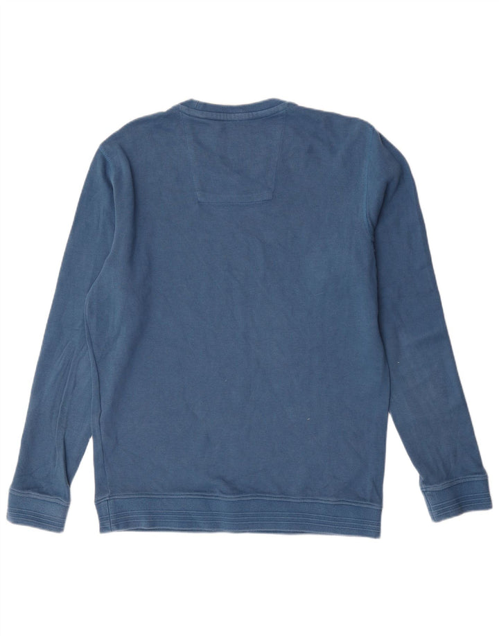 Crew Clothing Mens Suéter com gola redonda grande algodão azul