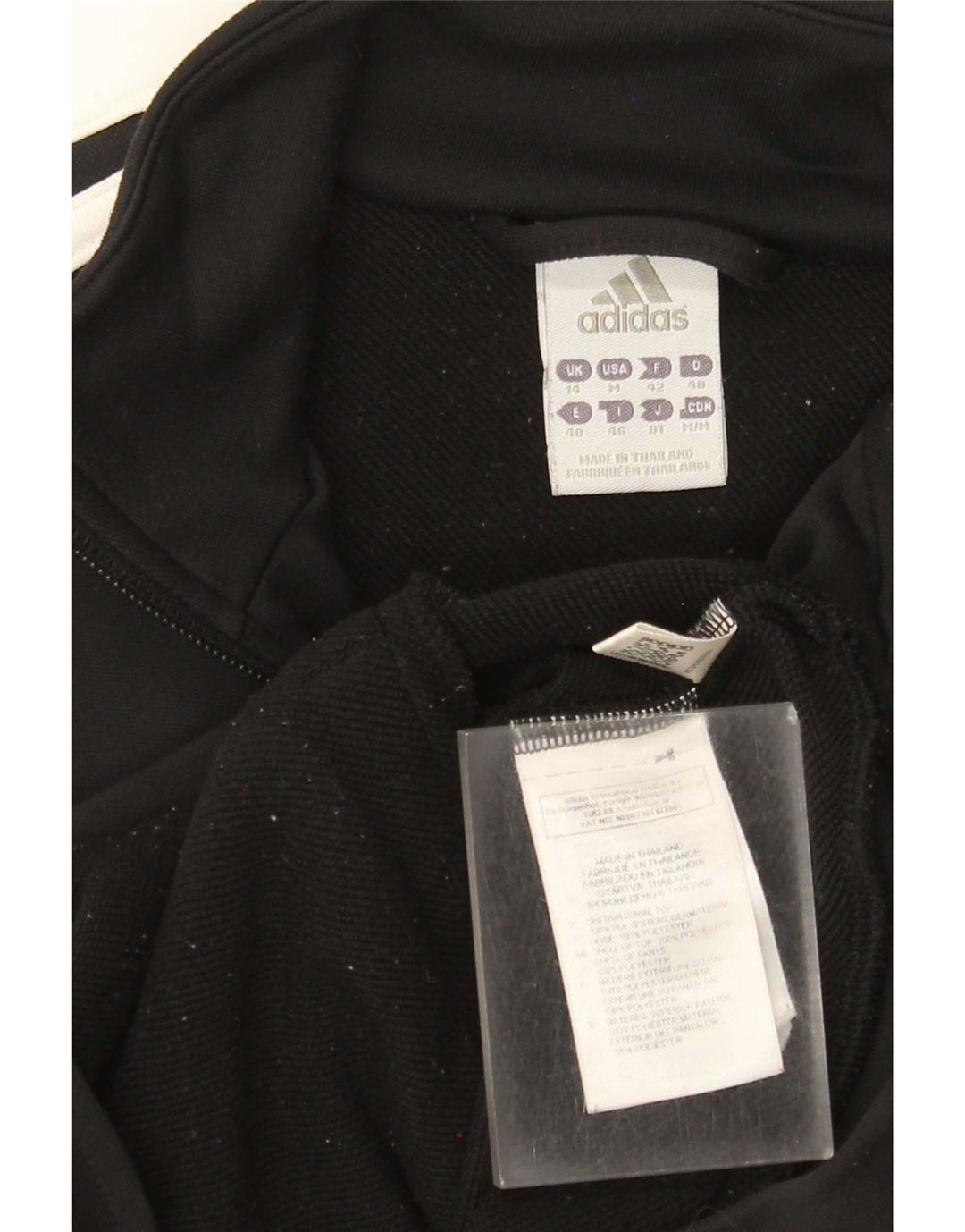 Adidas Womens Tracksuit Top Jacket UK 14 Médio Preto Poliéster