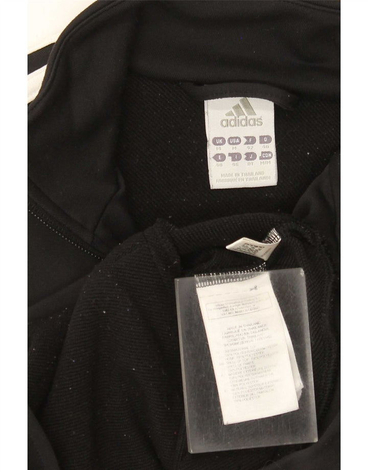 Adidas Womens Tracksuit Top Jacket UK 14 Médio Preto Poliéster