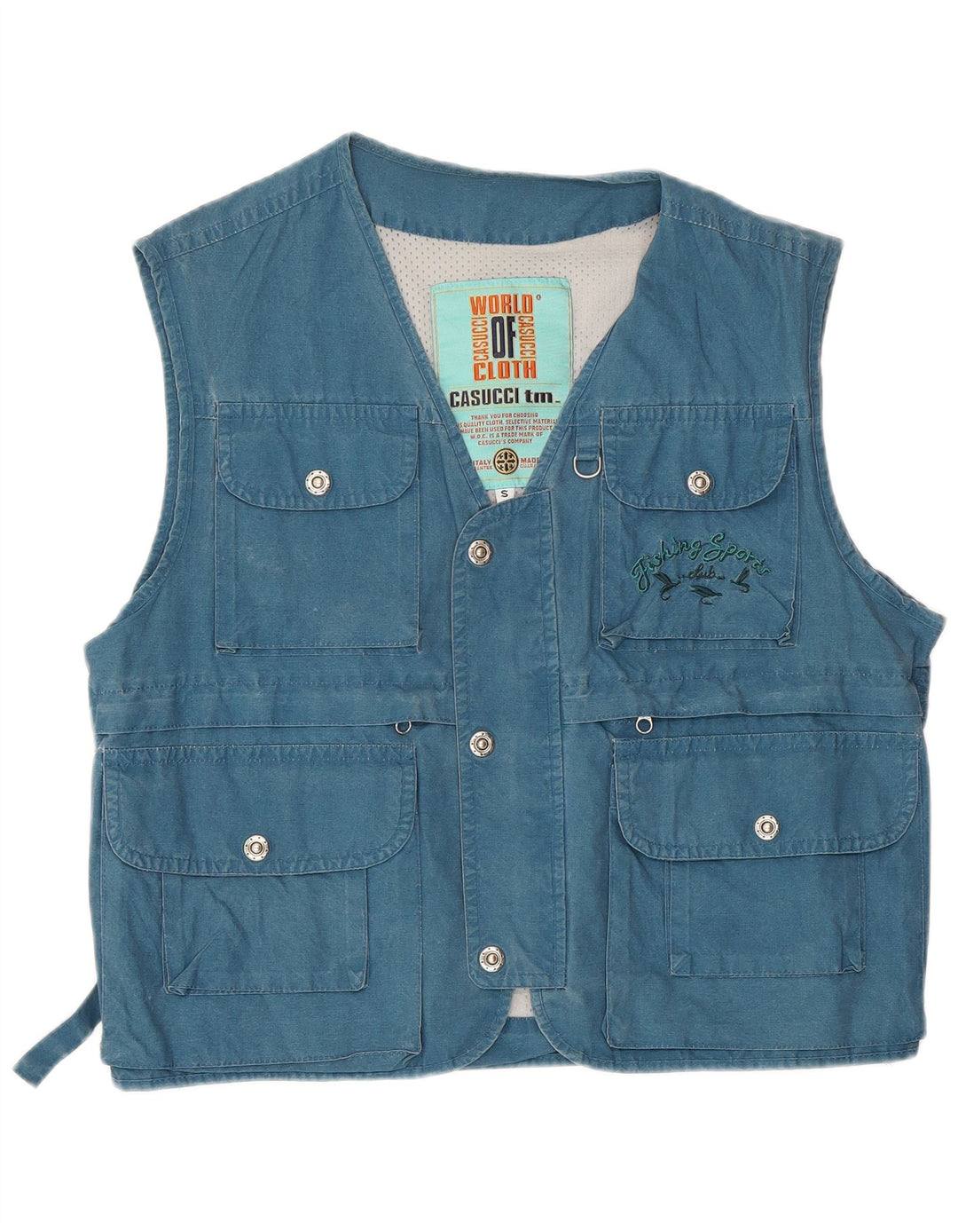 Casucci Mens Utility Gilet UK 36 Pequeno Azul Algodão