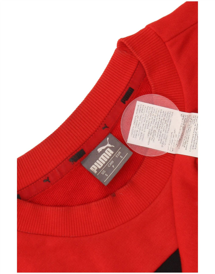 Puma Mens Graphic Moletom Jumper Pequeno Algodão Colorblock Vermelho