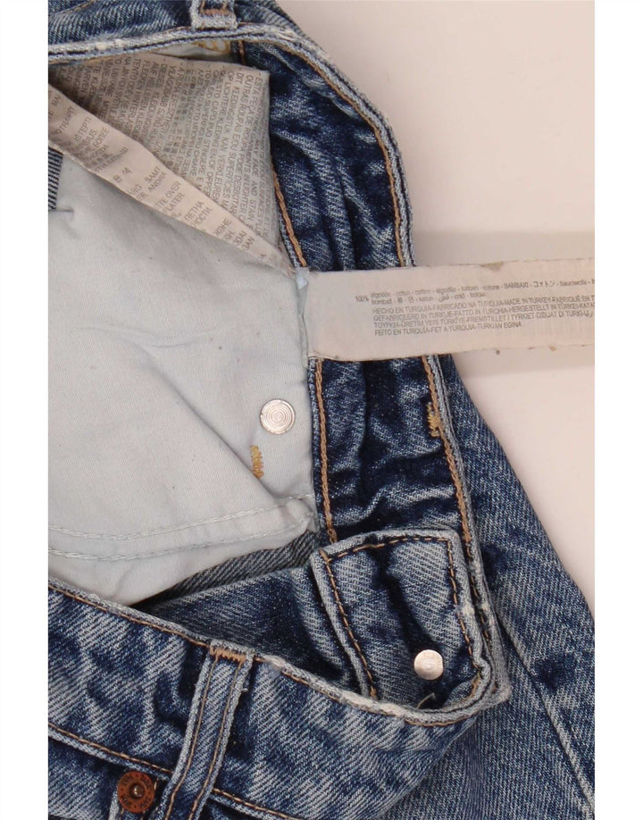 Calça jeans feminina Zara com perna larga desgastada EU 40 médio W30 L33 algodão azul