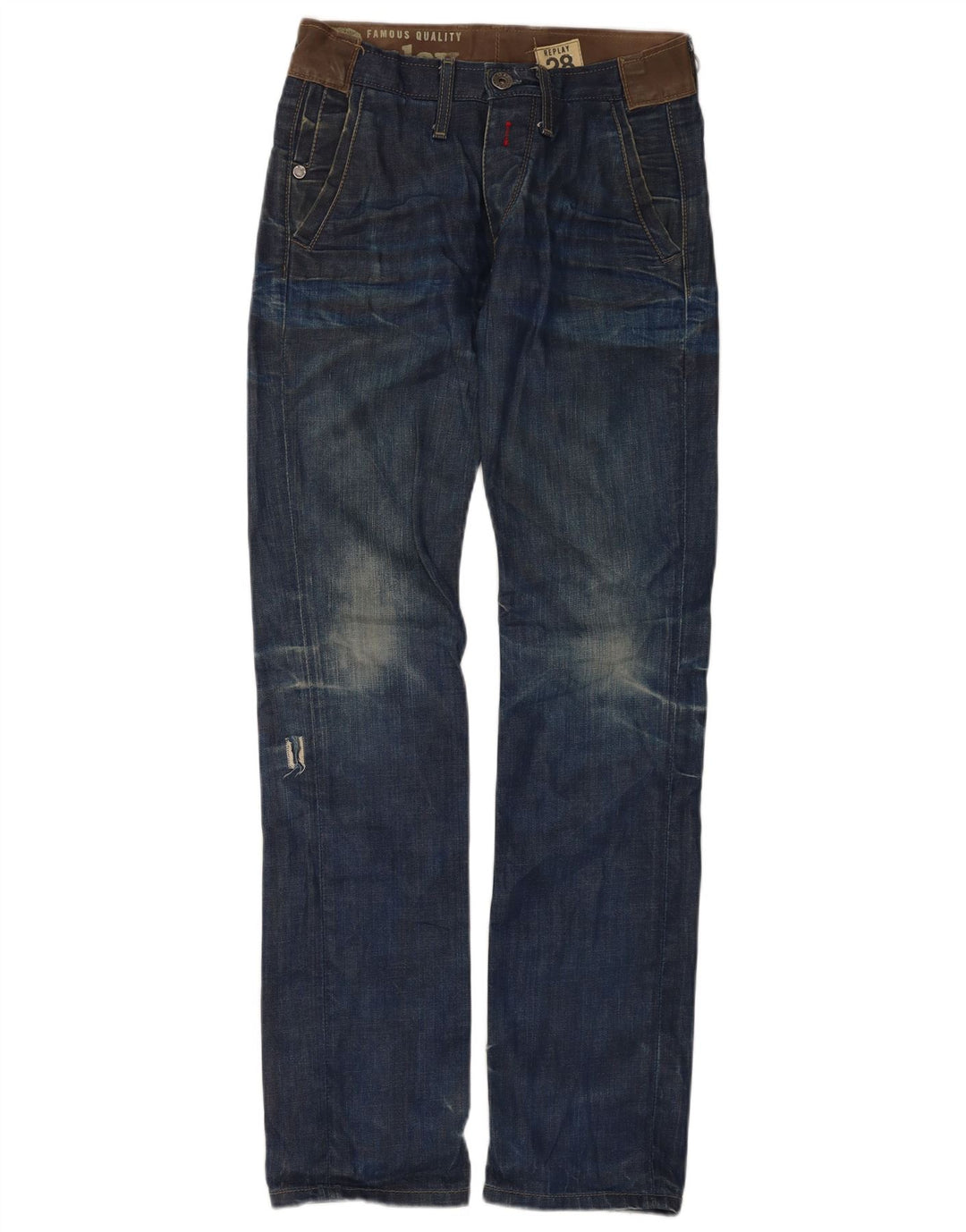 Replay Mens Distressed Slim Jeans W28 L34 Azul Algodão