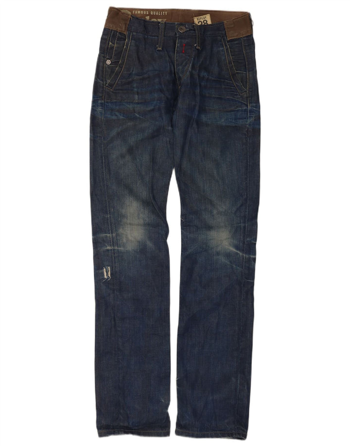 Replay Mens Distressed Slim Jeans W28 L34 Azul Algodão