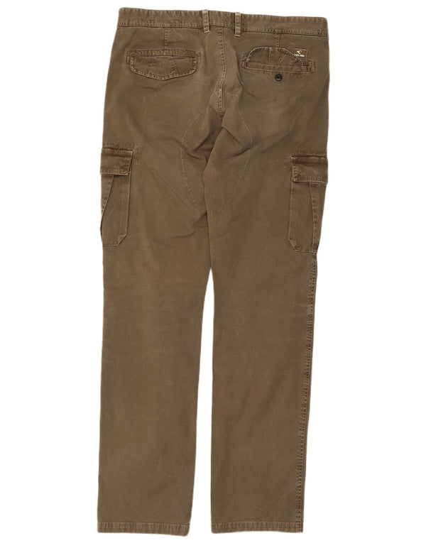 Calças cargo retas masculinas vintage IT 52 XL W36 L34 algodão cáqui