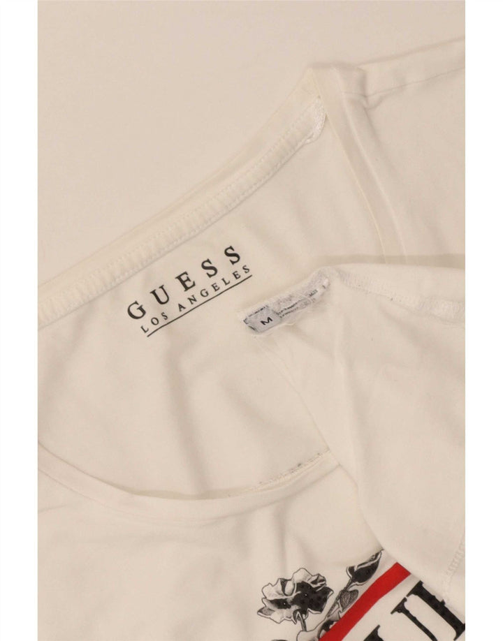 Camiseta feminina Guess com estampa gráfica UK 12 médio branco