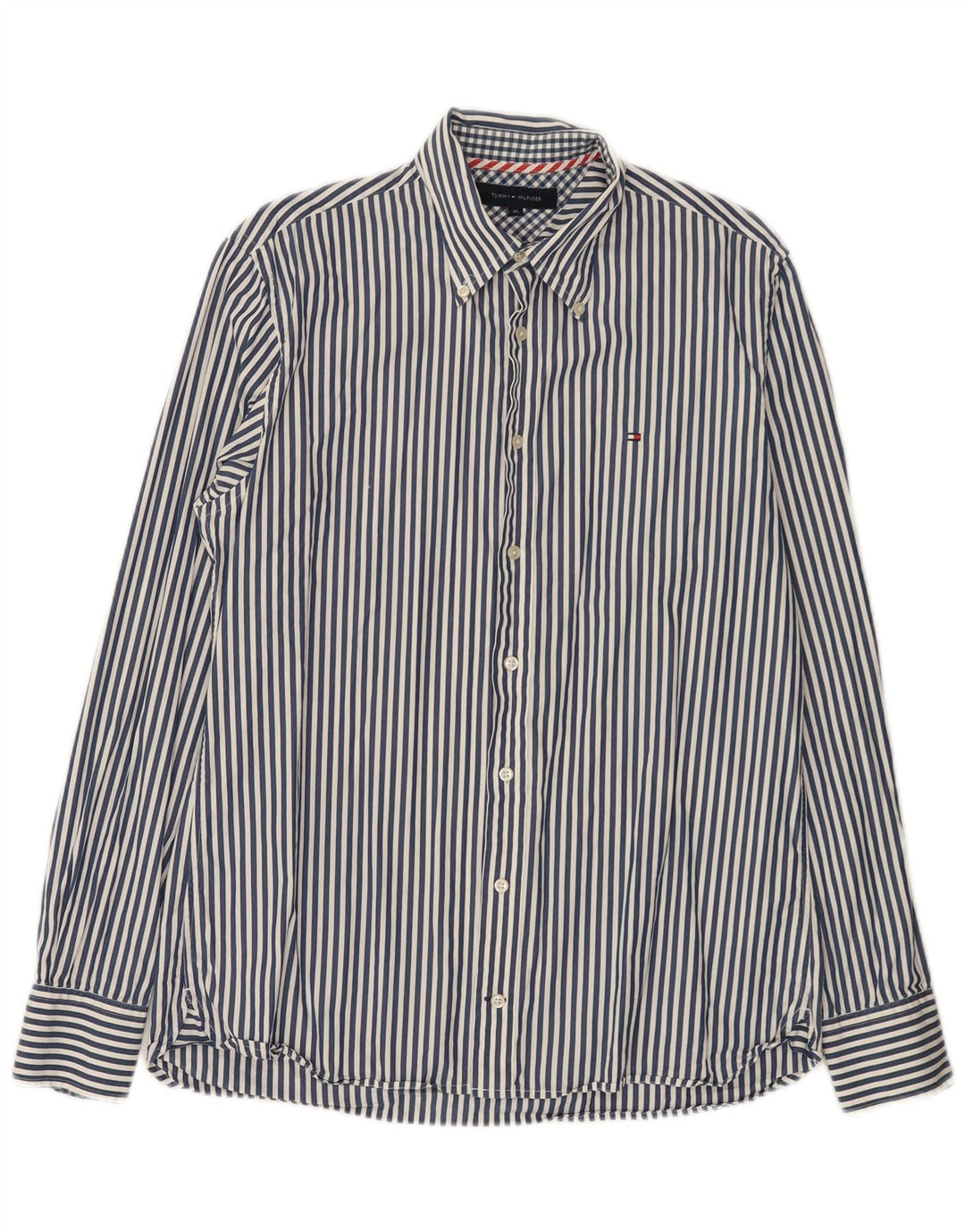 Camisa masculina Tommy Hilfiger de algodão listrado azul médio
