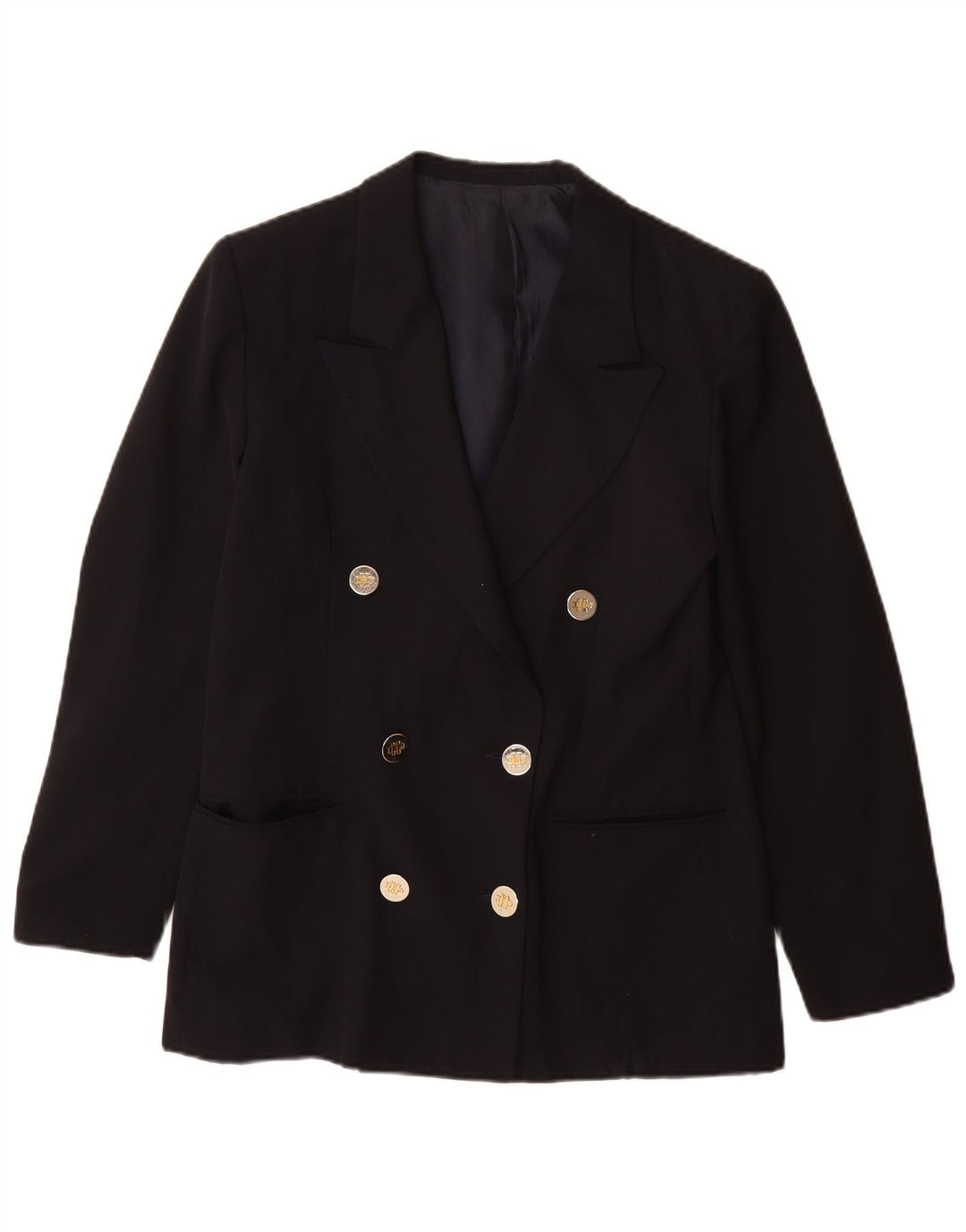 Jaqueta blazer feminina Daniel Hechter com peito duplo Reino Unido 12 azul marinho médio