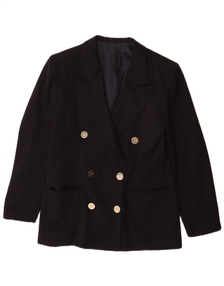 Jaqueta blazer feminina Daniel Hechter com peito duplo Reino Unido 12 azul marinho médio