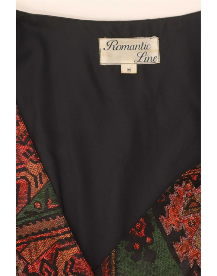 Colete feminino vintage UK 12 poliéster patchwork multicolorido médio