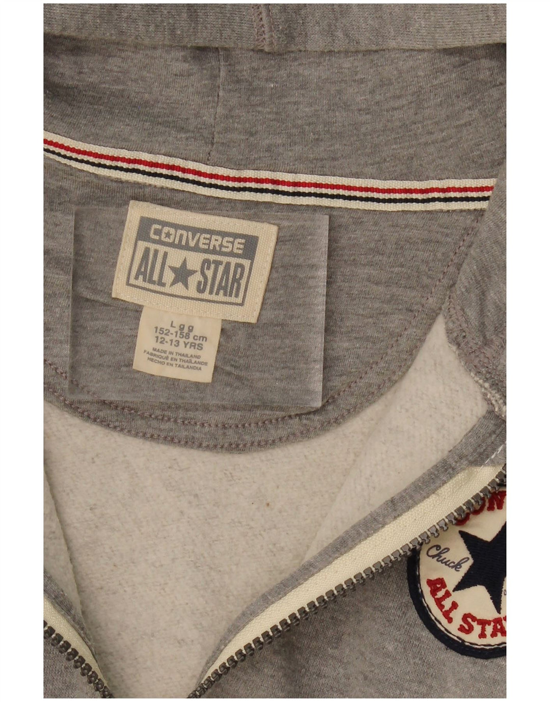 Suéter CONVERSE Boys Zip com capuz 12-13 anos grande cinza