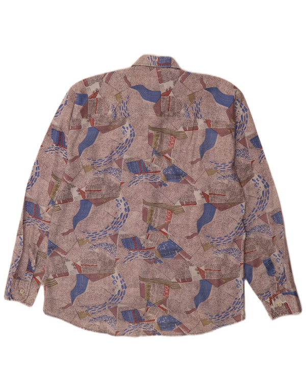 Camisa masculina vintage com padrão abstrato tamanho 39/40 médio multicolorido