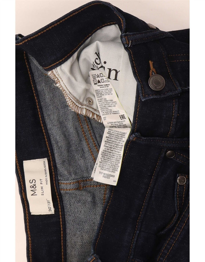 Marks & Spencer Mens Slim Jeans W30 L31 Azul Marinho Algodão