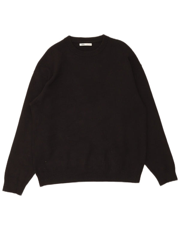 Suéter masculino Zara com gola redonda e viscose preta pequena