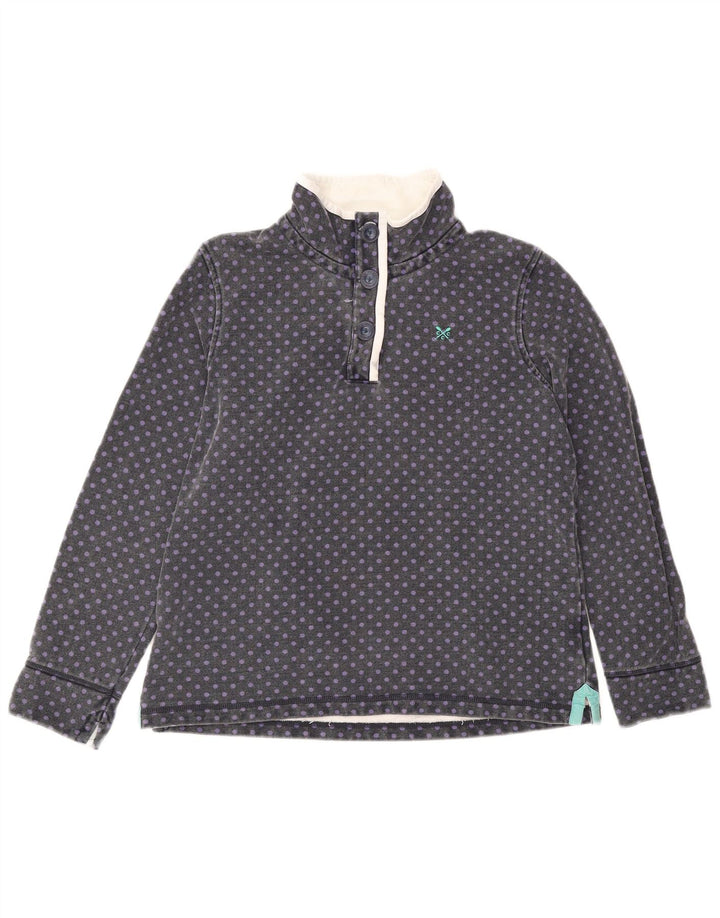 CREW CLOTHING Suéter feminino com capuz Reino Unido 14 grande cinza manchado