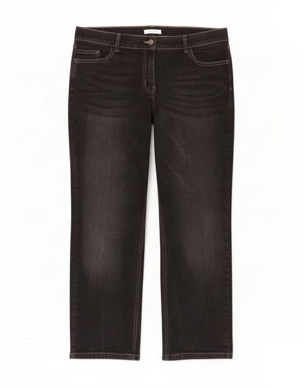 Jeans retos femininos Marks & Spencer Reino Unido 18 XL W36 L27 algodão preto