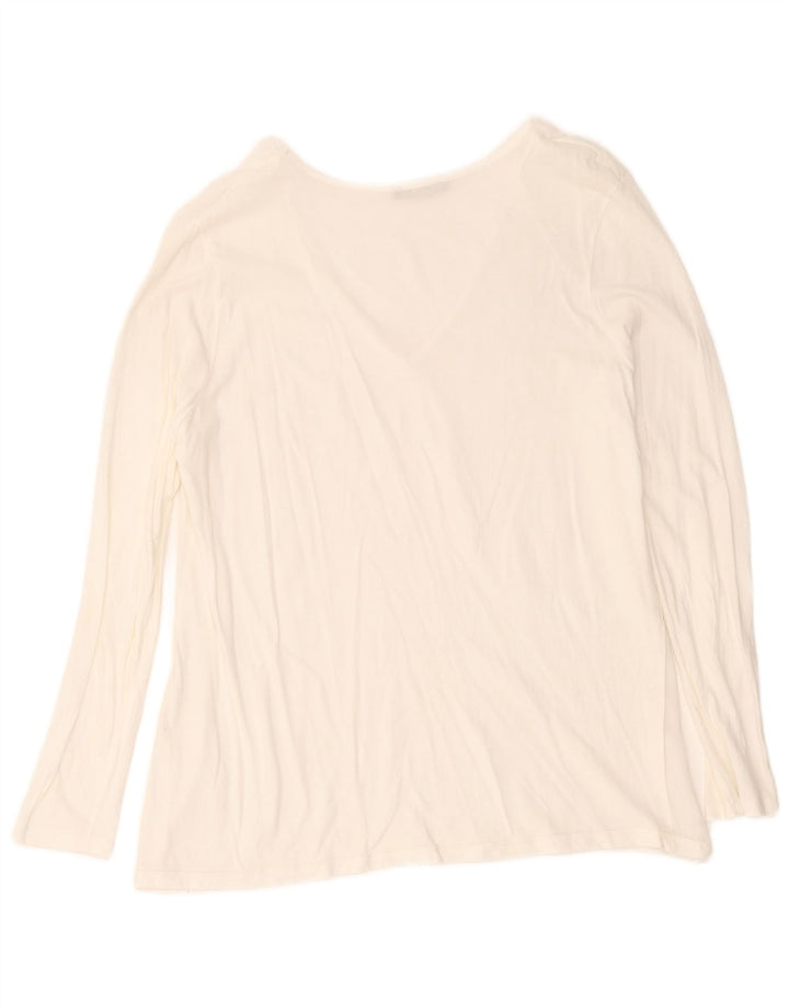 Top feminino Zara manga comprida UK 14 grande branco