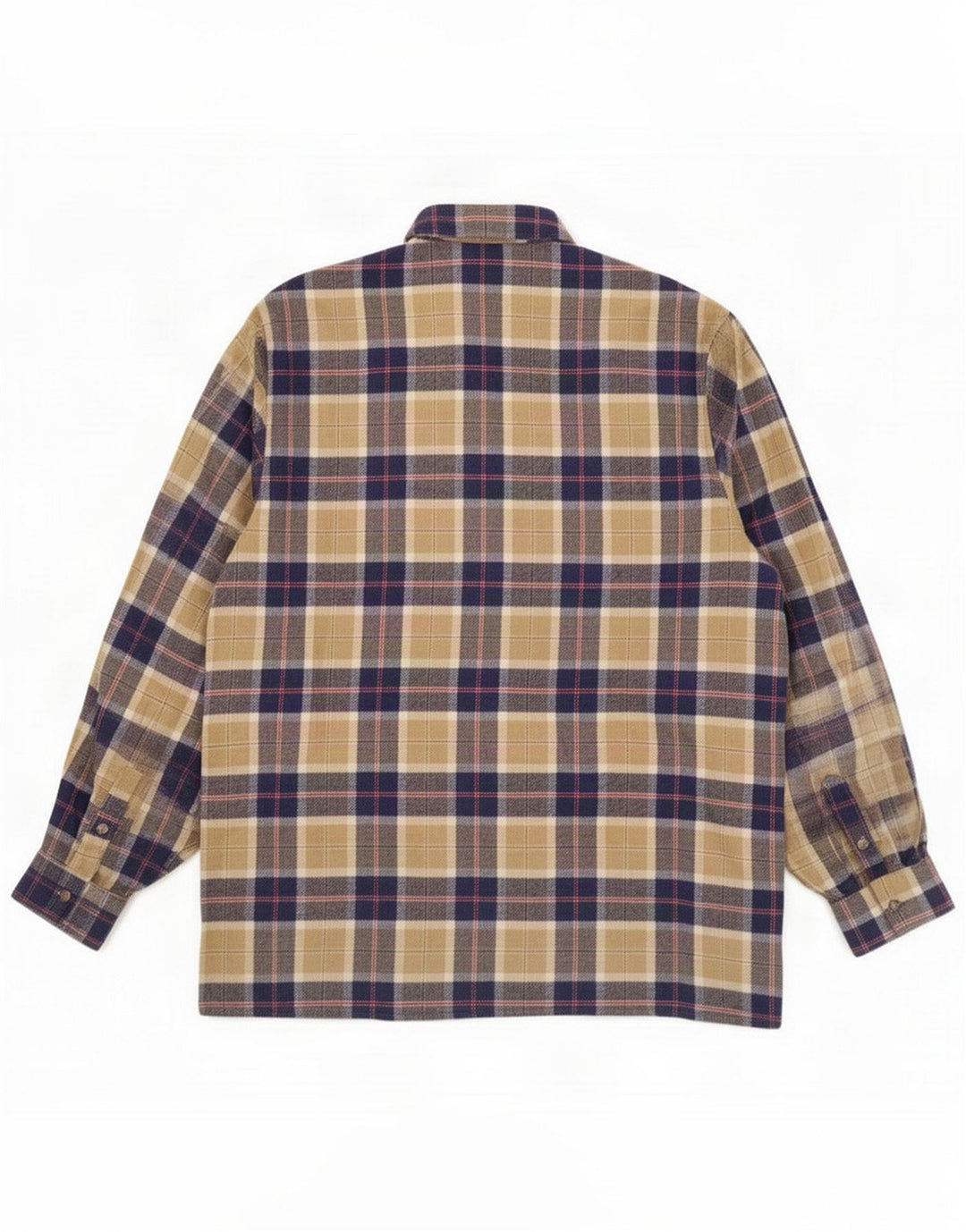 Camisa masculina de flanela Follie 2XL lã xadrez bege