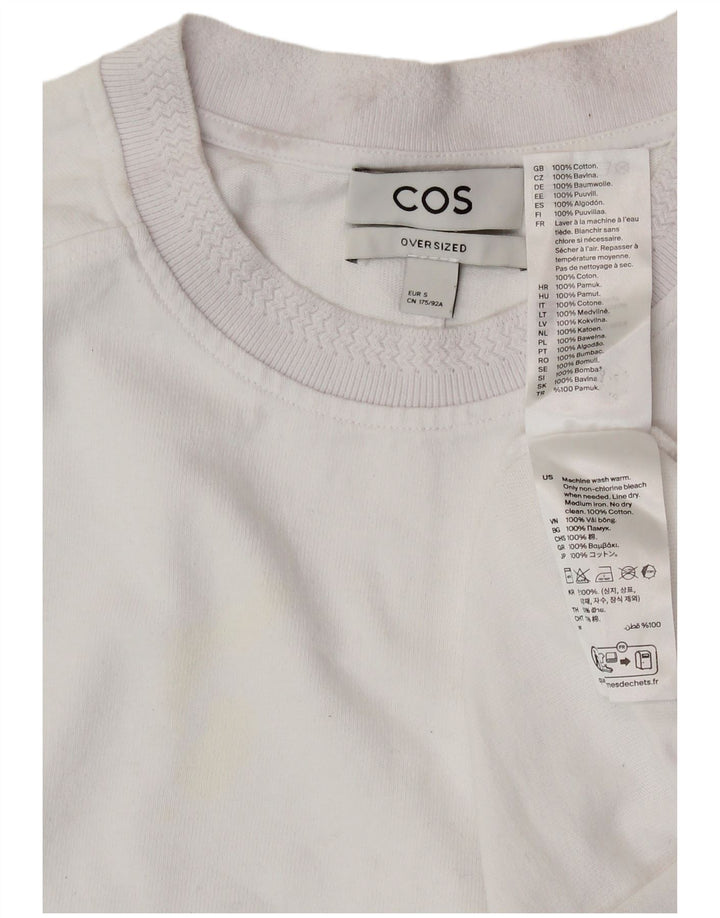 COS Camiseta masculina grande de algodão branco pequeno