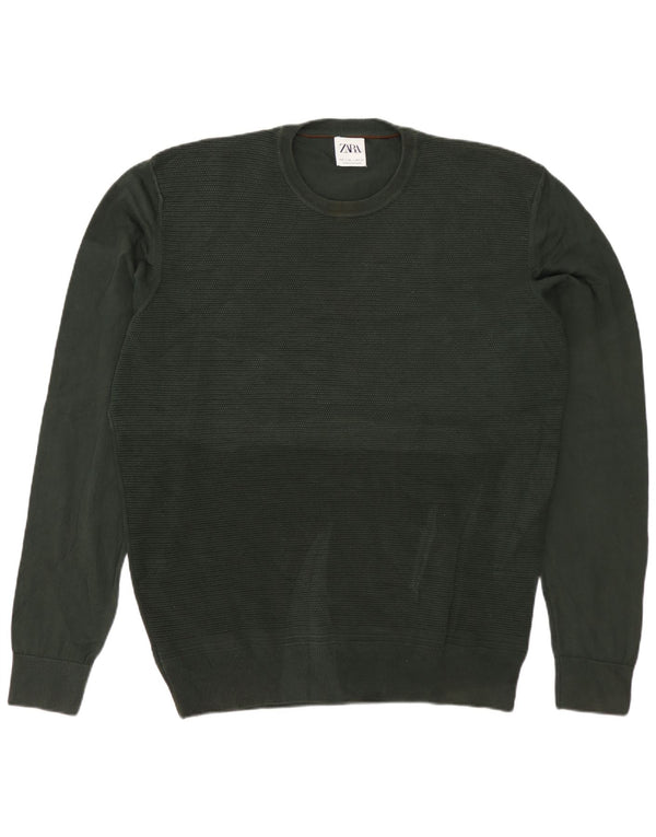 Suéter masculino ZARA com gola redonda grande verde