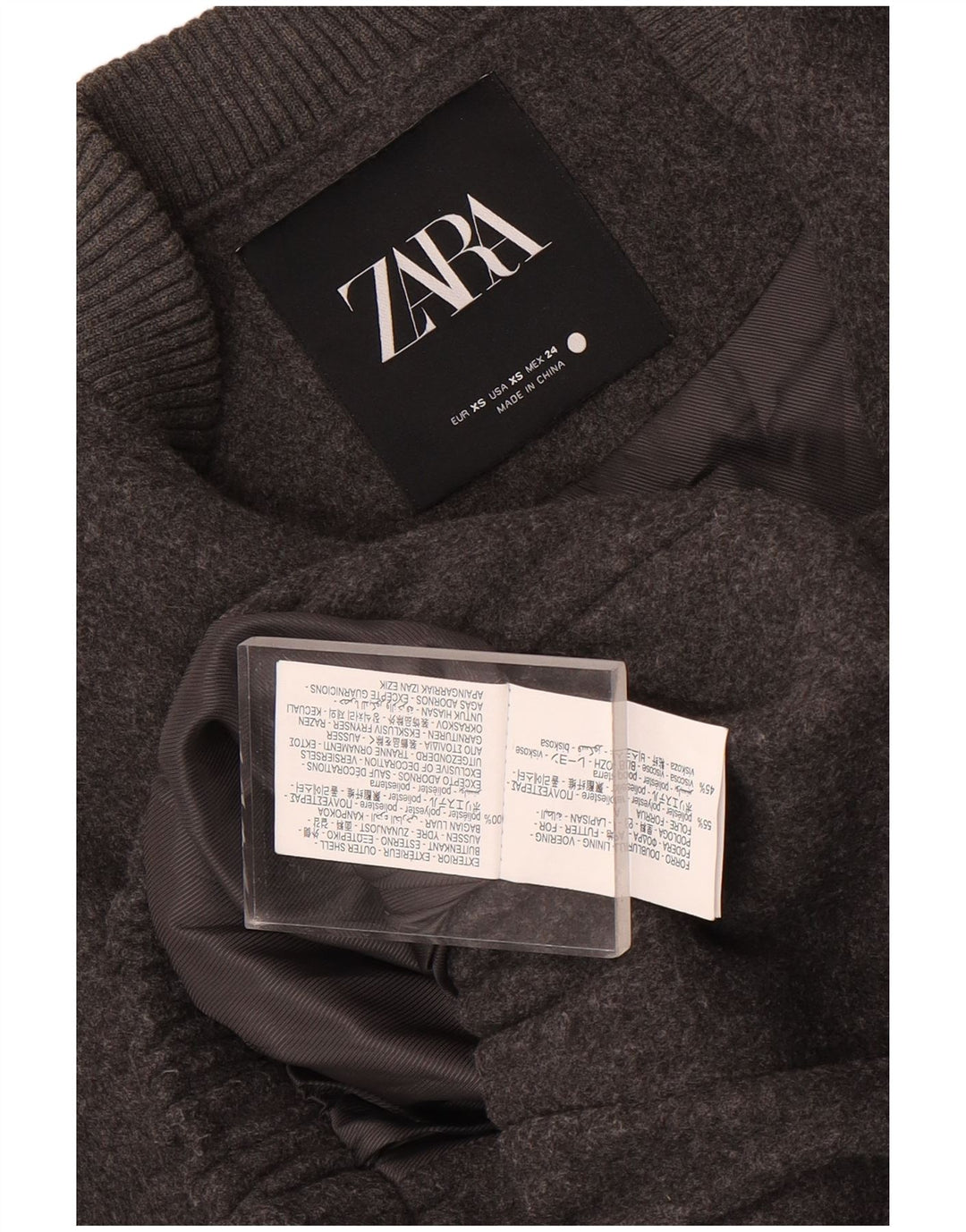 Zara Jaqueta Bomber Oversized Feminina UK 6 2XS Cinza Poliéster