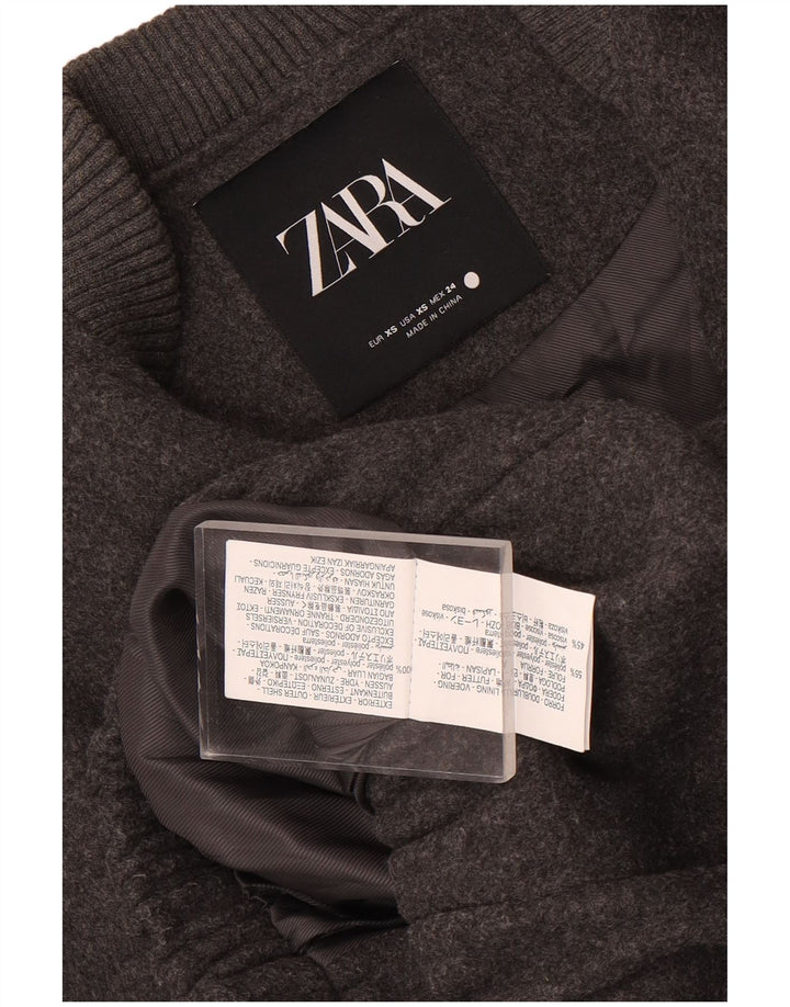 Zara Jaqueta Bomber Oversized Feminina UK 6 2XS Cinza Poliéster