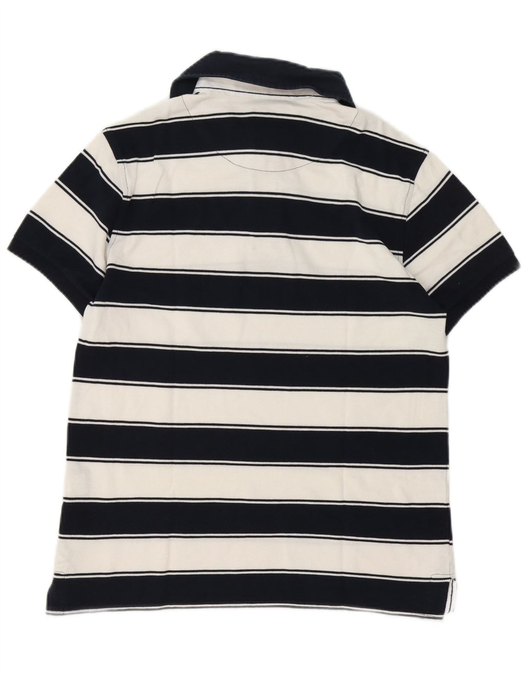 Camisa polo masculina Slam pequena listrada branca de algodão