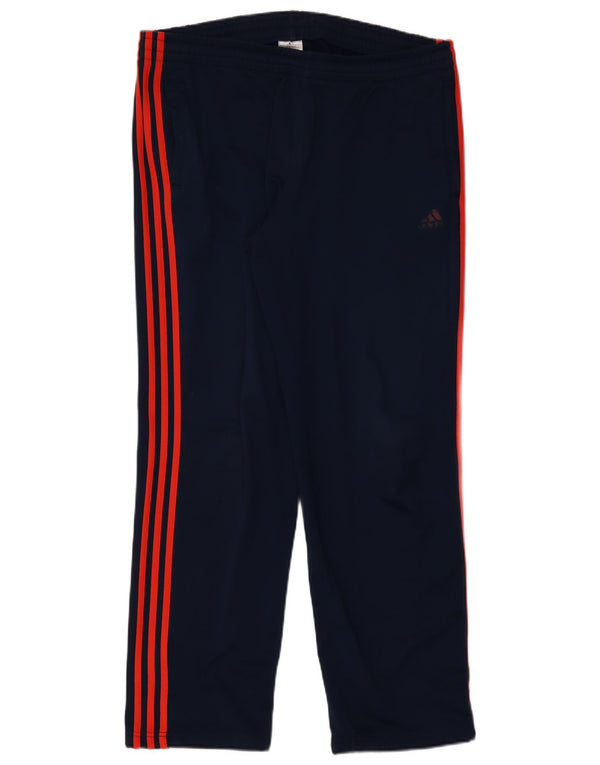 Calças de treino masculinas ADIDAS UK 42/44 grandes azul marinho poliéster