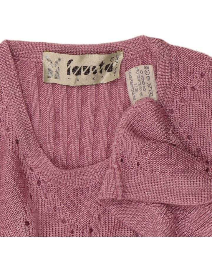 Suéter feminino FAUSTA de manga curta com gola redonda Reino Unido 10 pequeno rosa