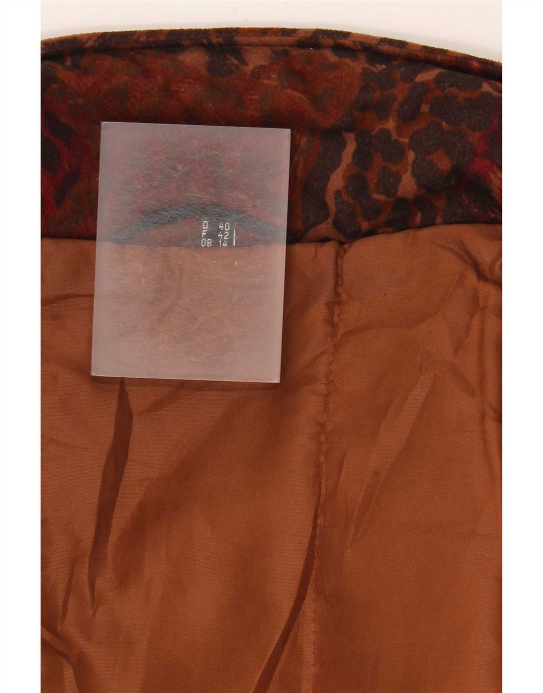 Jaqueta bomber vintage feminina de grandes dimensões Reino Unido 14 grande estampa animal marrom