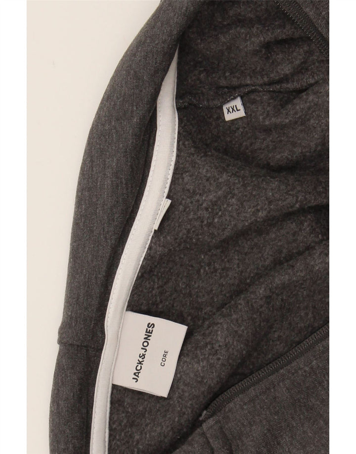 JACK & JONES Mens Zip Hoodie Sweater 2XL Grey Cotton Vintage Jack & Jones and Second-Hand Jack & Jones from Messina Hembry 