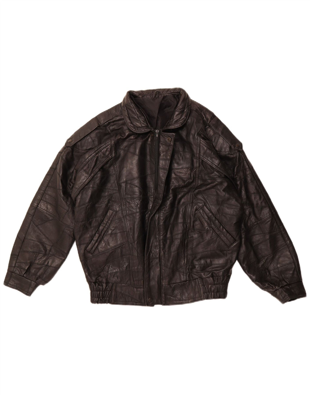 Jaqueta de couro masculina VINTAGE militar solta ajuste Reino Unido 36 pequenos retalhos pretos