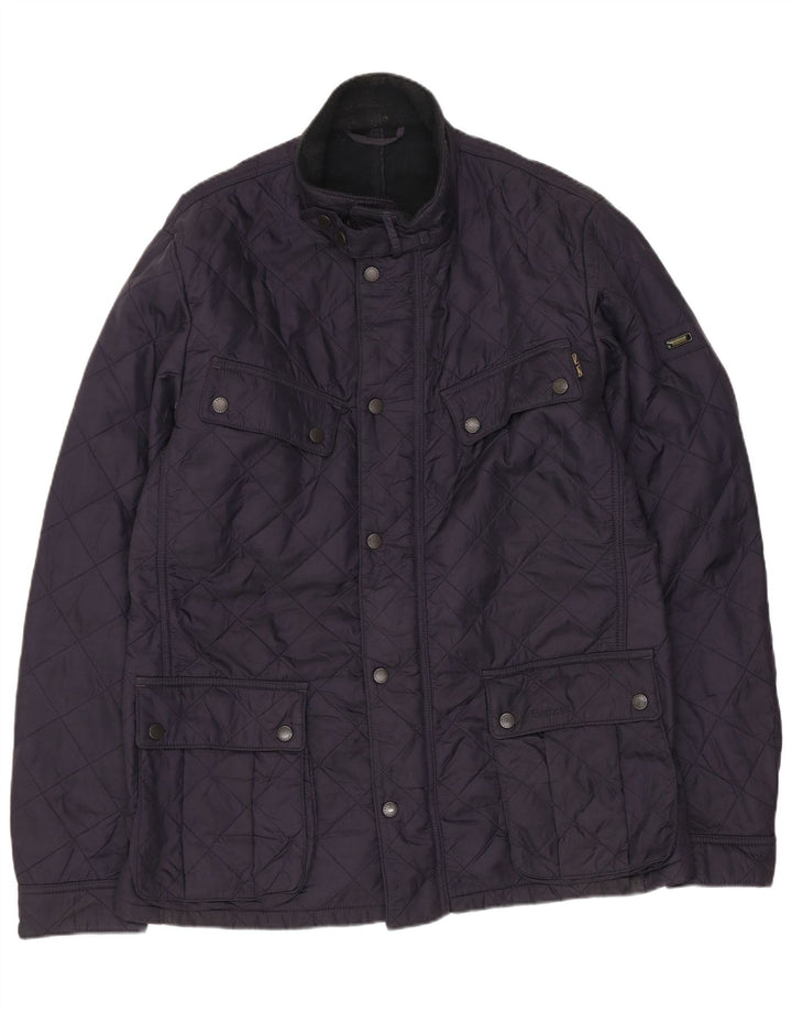 Jaqueta acolchoada masculina Barbour UK 40 grande poliamida azul marinho
