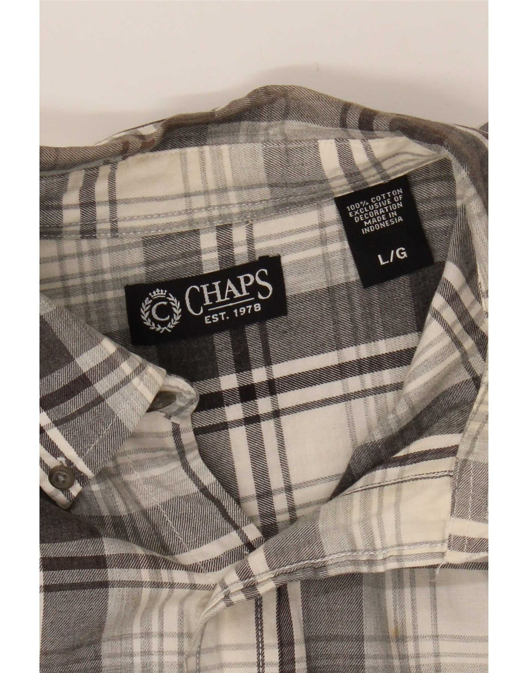 Camisa masculina de flanela Chaps grande algodão xadrez cinza