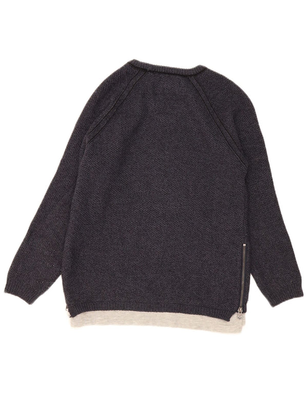 Suéter Zara Boys com gola canoa 9-10 anos azul marinho colorblock acrílico