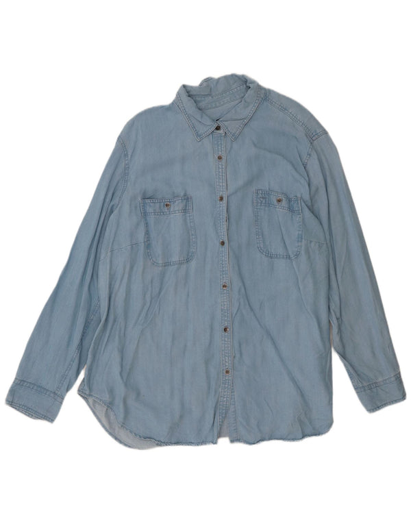 Camisa jeans feminina Chaps UK 20 2XL azul Lyocell