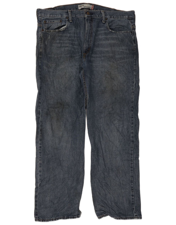 Calça jeans masculina Levi's 569 Distressed Loose Fit Straight W38 L32 Azul Algodão