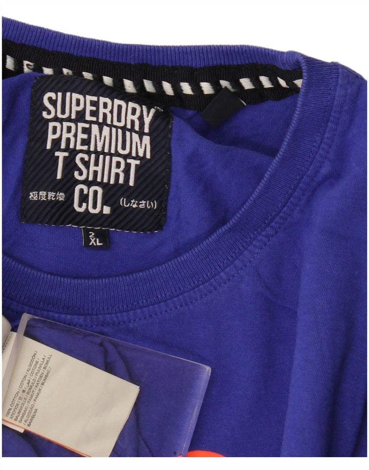 Camiseta gráfica masculina Superdry Top 2XL algodão azul