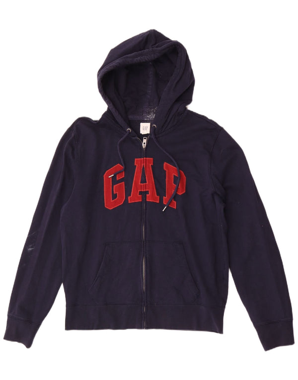 Suéter masculino Gap com capuz e zíper gráfico grande algodão azul marinho