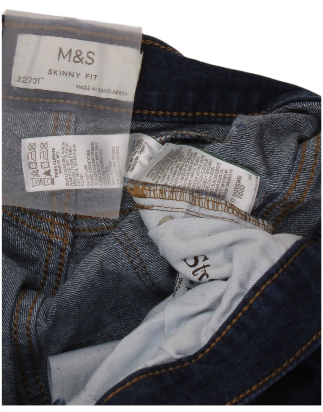 Calça jeans skinny feminina MARKS & SPENCER W32 L29 algodão azul