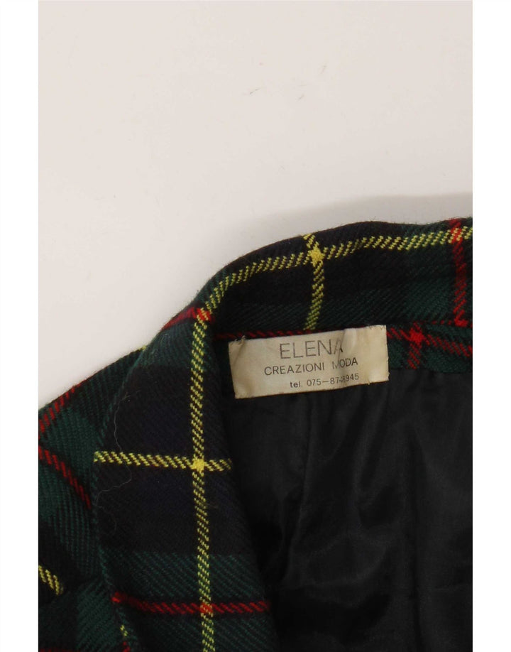 Jaqueta blazer vintage feminina com 2 botões Reino Unido 16 xadrez verde grande
