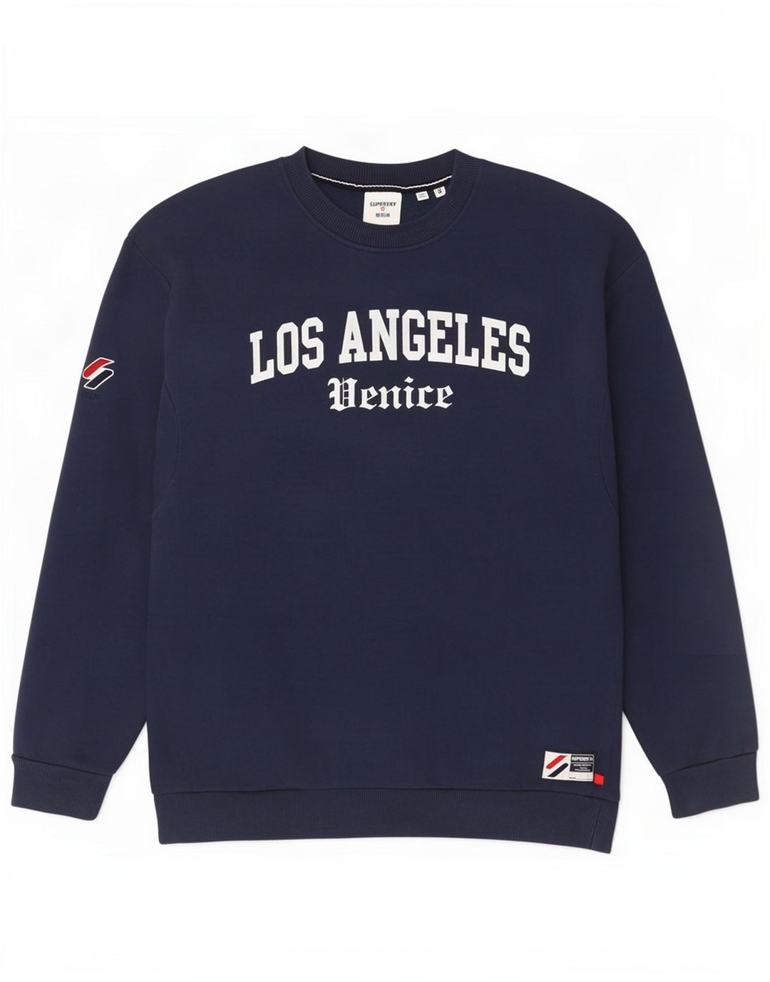 Superdry moletom gráfico masculino jumper pequeno algodão azul marinho